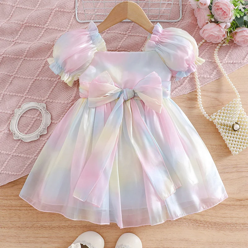 girls-summer-colorful-princess-dress-1st-birthday-cake-topper-sweet-bowknot-puffy-skirt-dress-infant-girl's-elegant-gown