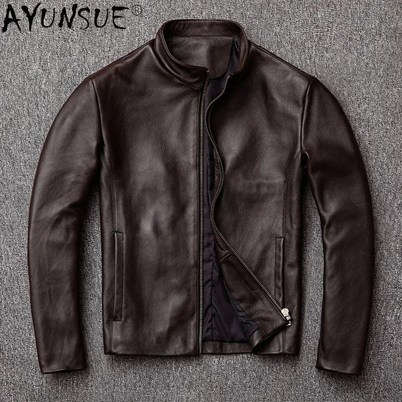 

AYUNSUE 100% Genuine Leather Jacket Men Cow Jackets Men's Clothing 2025 Autumn Coat Male Bomber Mens jaqueta de couro