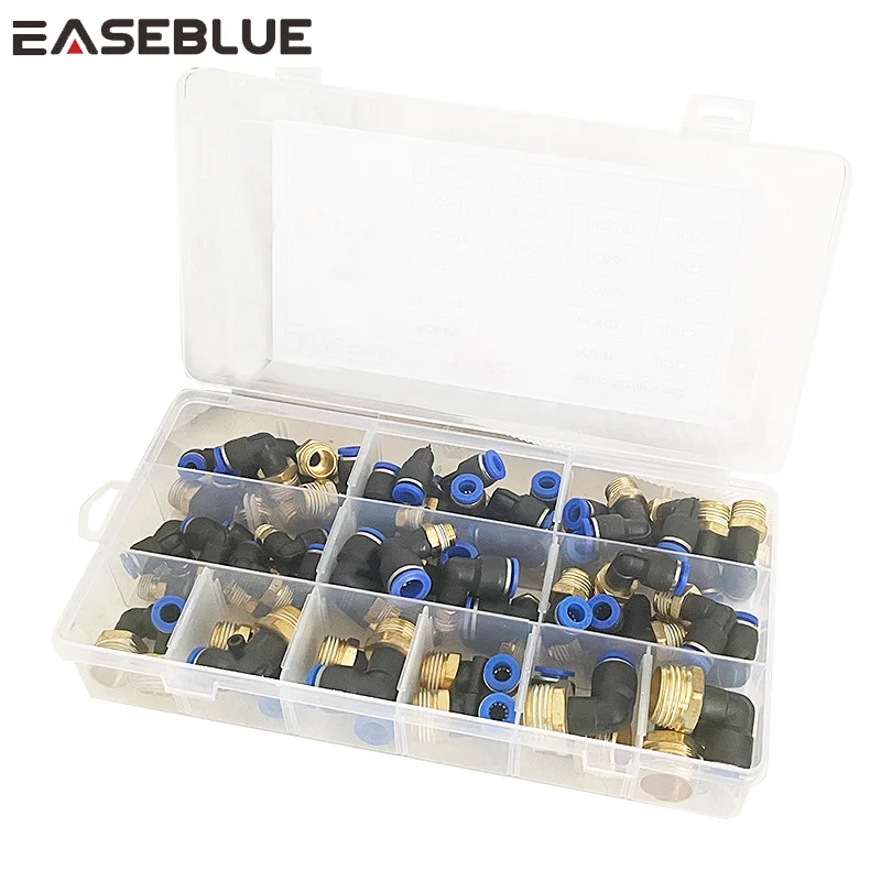 56PCS BOX PL8-02 PL10-02 PL6-02 PL12-02 Pneumatic Connector PL Trachea Elbow Air Fittings Hose Connectors Square Thread