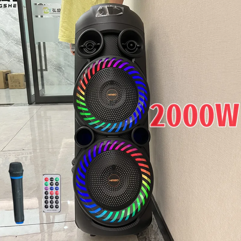 

Kimiso QS-4225 New Double 8inch Horn Speaker 2000W Peak Value Big Power Multi Function Karaoke Bluetooth Speaker With Remote/mic