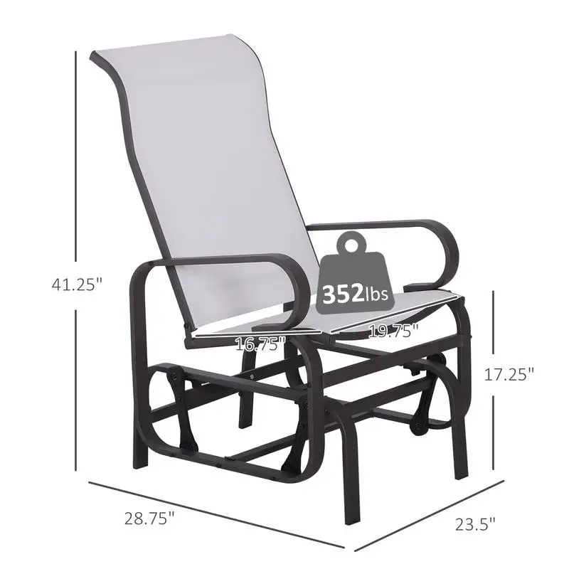 Outsunny Gliding Lounger Chair, Single Rocker with Lightweight Metal & Mesh Construction, White