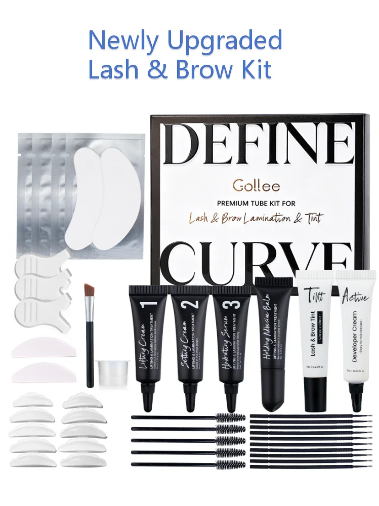 Gollee Z60 Professional Lash & Brow Perm Tint Kit New Tube Packaging Holding Adhesive Balm 2 Techniques Lash Lift Kit For Beauty