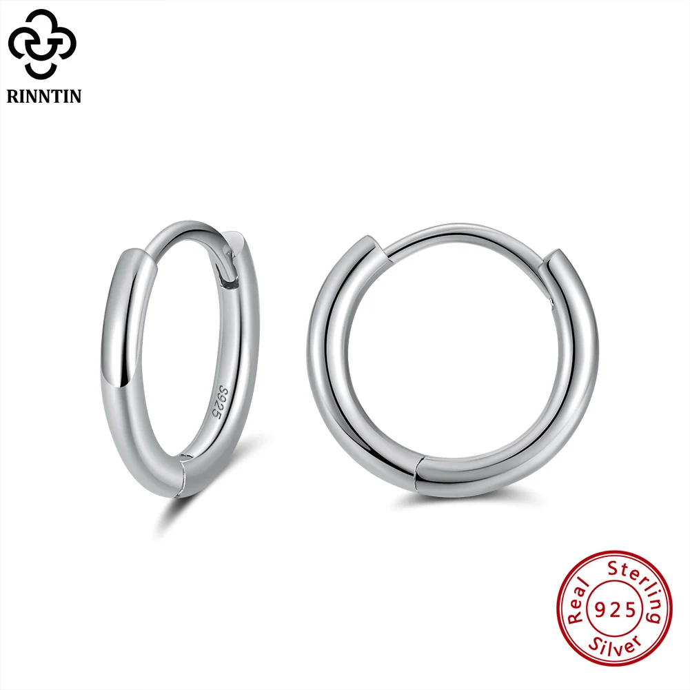 

Rinntin Genuine 925 Sterling Silver Brief Mini Hoop Earrings for Women Minimalism Round Geometric Earings Jewelry Gifts APE37