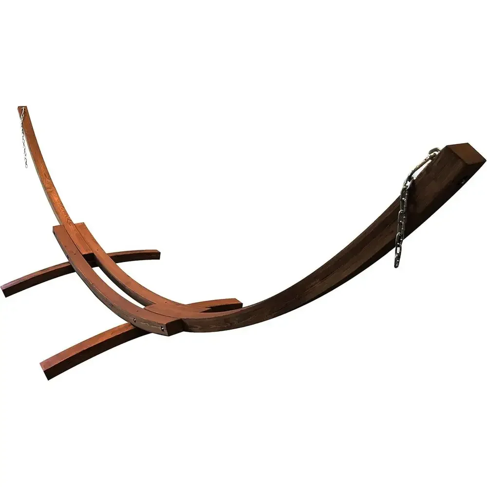 14ft. Teak-Stained Wooden Arc Hammock Stand - 450 LB Capacity