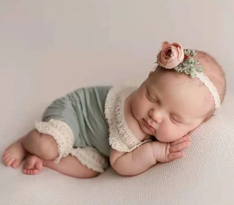 Baby Clothes for Photo Shoot Newborn Photography Props Headband Dress Set Bebe Girl Lace Romper Dress Outfit Flokati Photography