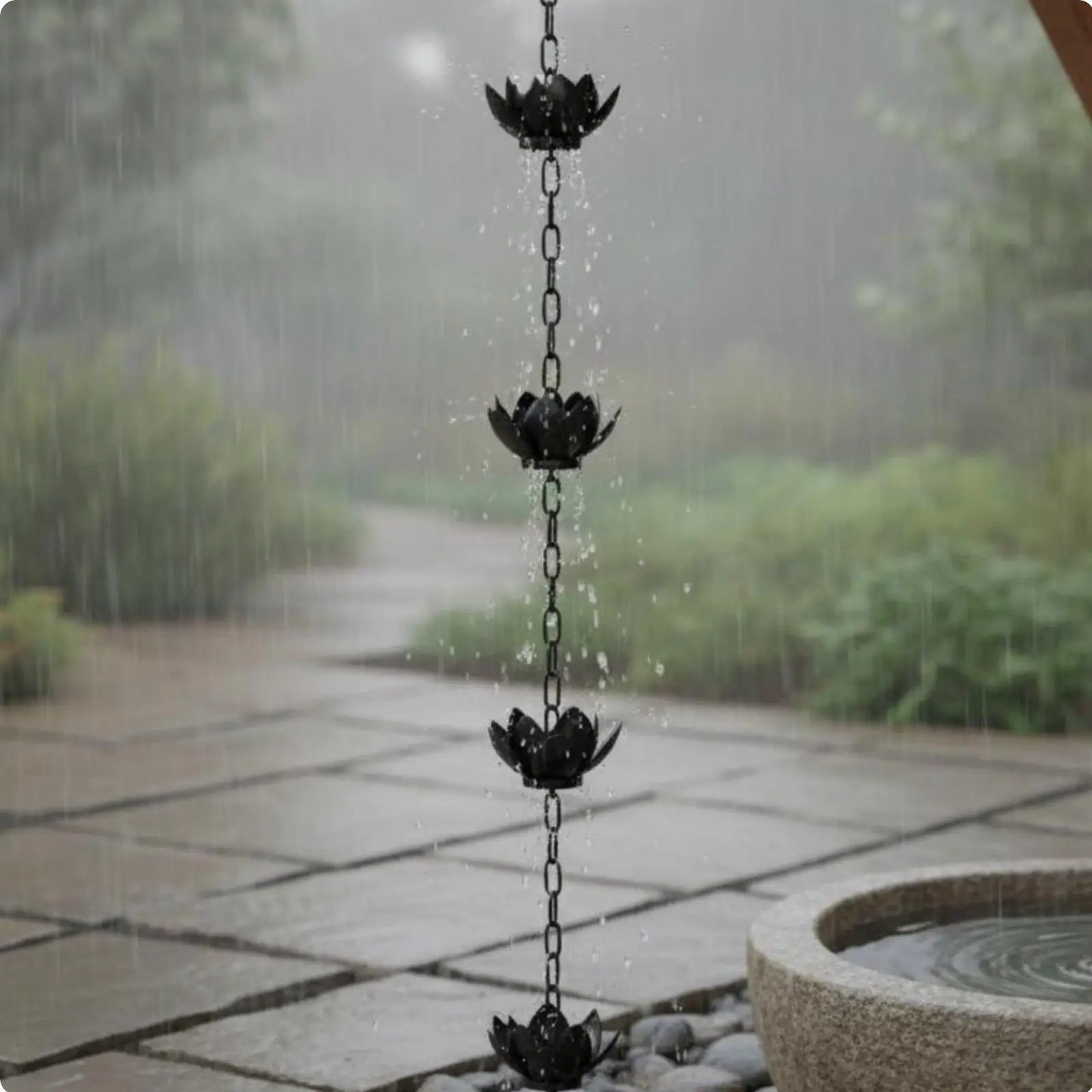 Rain Chain Creates Soothing Water Sounds Bird Cup Rain Chain Weather Resistant