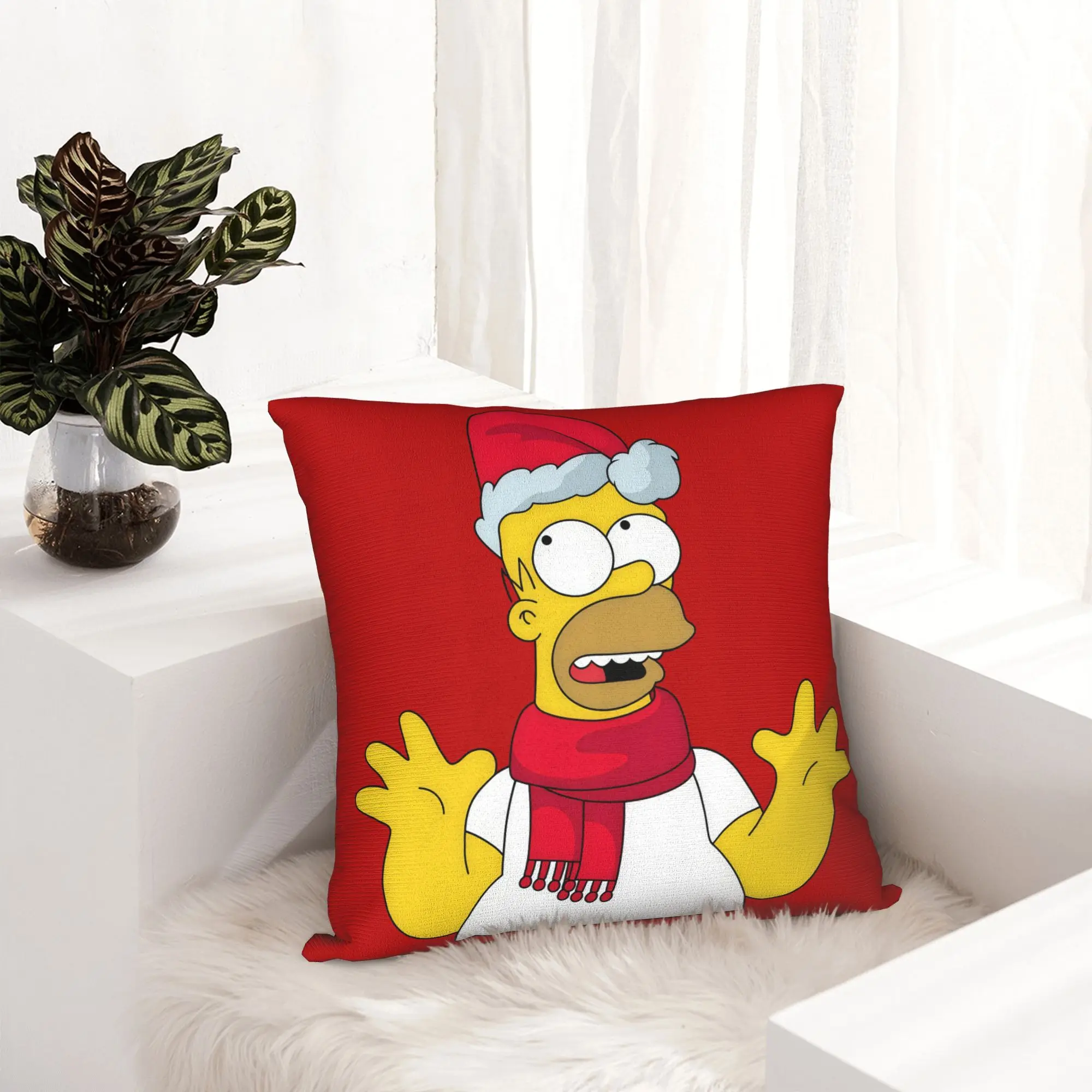 Cartoon S-Simpsons Christmas Pillowcase Soft Polyester Cushion Cover Gift  Pillow Case Cover Bedroom Square 45X45cm