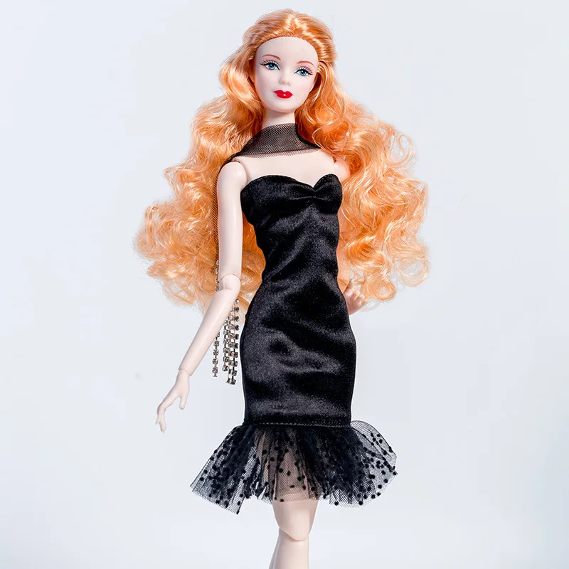 1/6 moda clássico elegante pequeno vestido preto festa vestir-se conjunto 30c supermodelo boneca roupas adequadas para fr pp xinyi bjd blyth