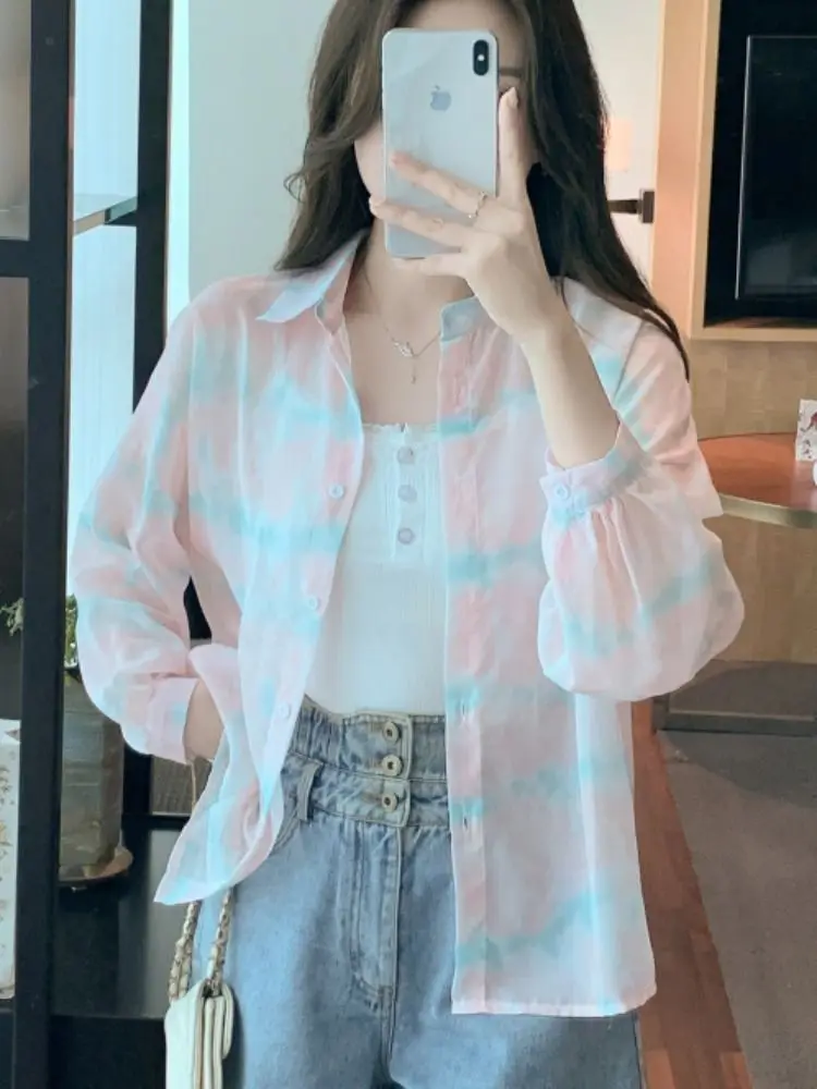 긴 소매 셔츠 여성 코튼 오버 사이즈 버튼 다운 탑 슬림 피트 고딕 Emo 미적 하라주쿠 펑크 록 streetwear 봄