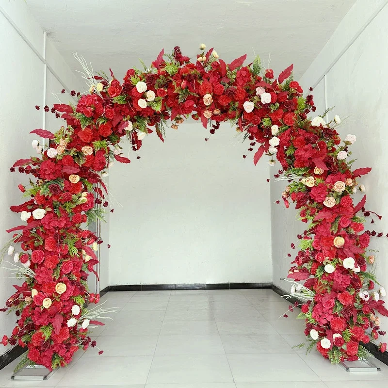

Hot 2.6m Large Wedding Backdrop Flower Stand Arrangement Decor Arch Frame With Rose Cherry Blossom Plant Leaf Floral Party Props