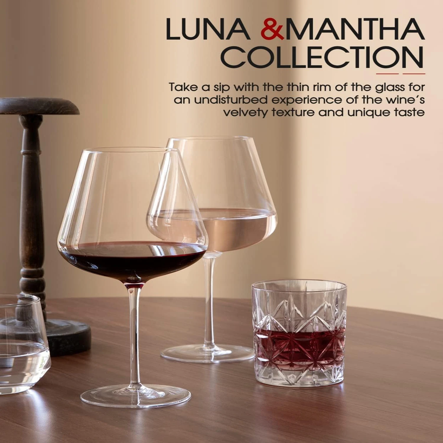 Hand Blown Crystal Clear Red Wine Glasses Set of 4 - Lightweight 28oz Capacity - Premium Gift Packaging - Perfect for Special Oc