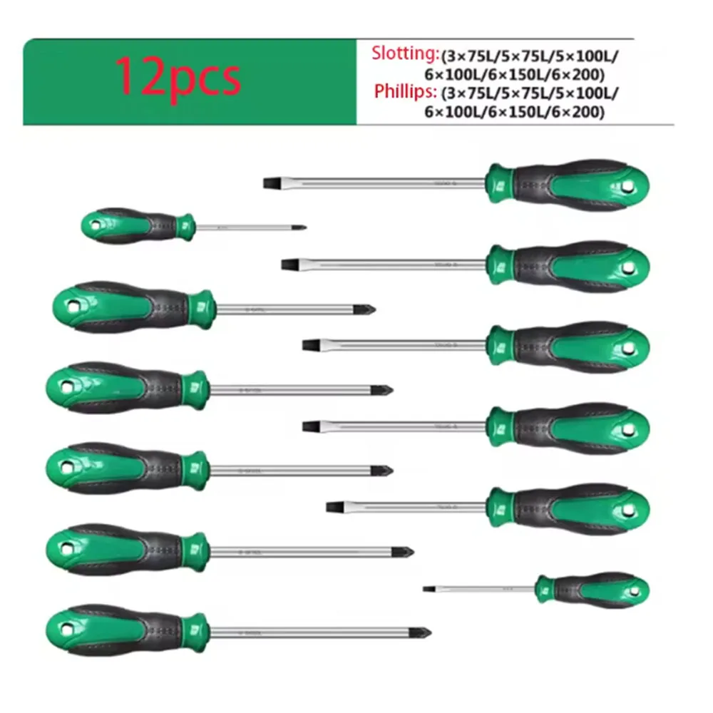 Cross/One Word Strong Magnetic Flat Head Screwdriver Set Alloy Steel Superhard Industrial Household Tools 3/5/6mm Length75~200mm