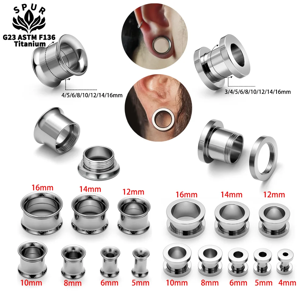 G23 Titanium 3-16mm Unisex Internal Thread Ear Tunnel Plugs Expander Tapers Gauges Lobe Stretching Plugs Ear Piercing Jewelry