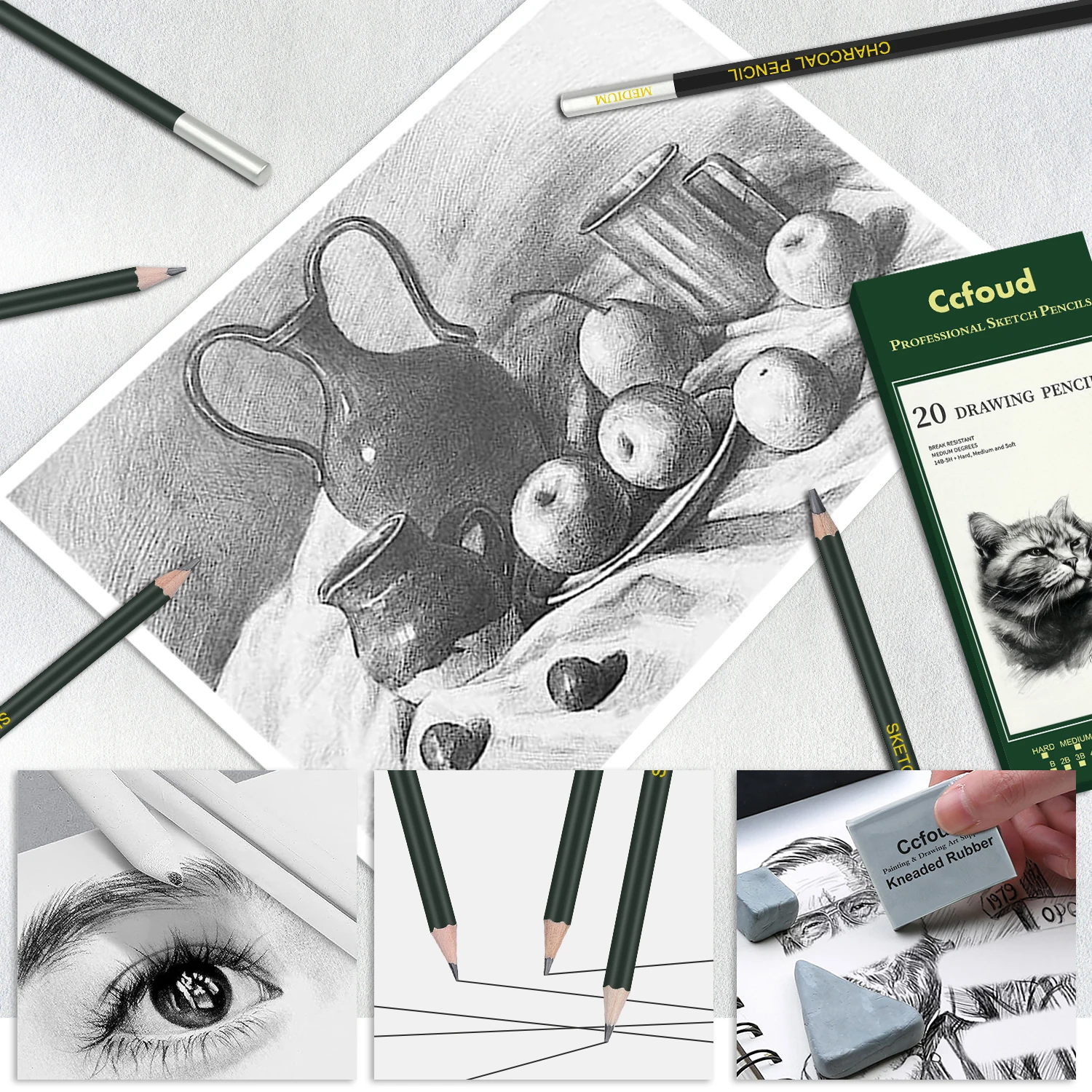 مجموعة رسم مكونة من 1460 قطعة - لوازم فنية، للفنانين البالغين مع كراسة رسم ثلاثية الألوان، جرافيت، باستيل، أقلام فحمية #3