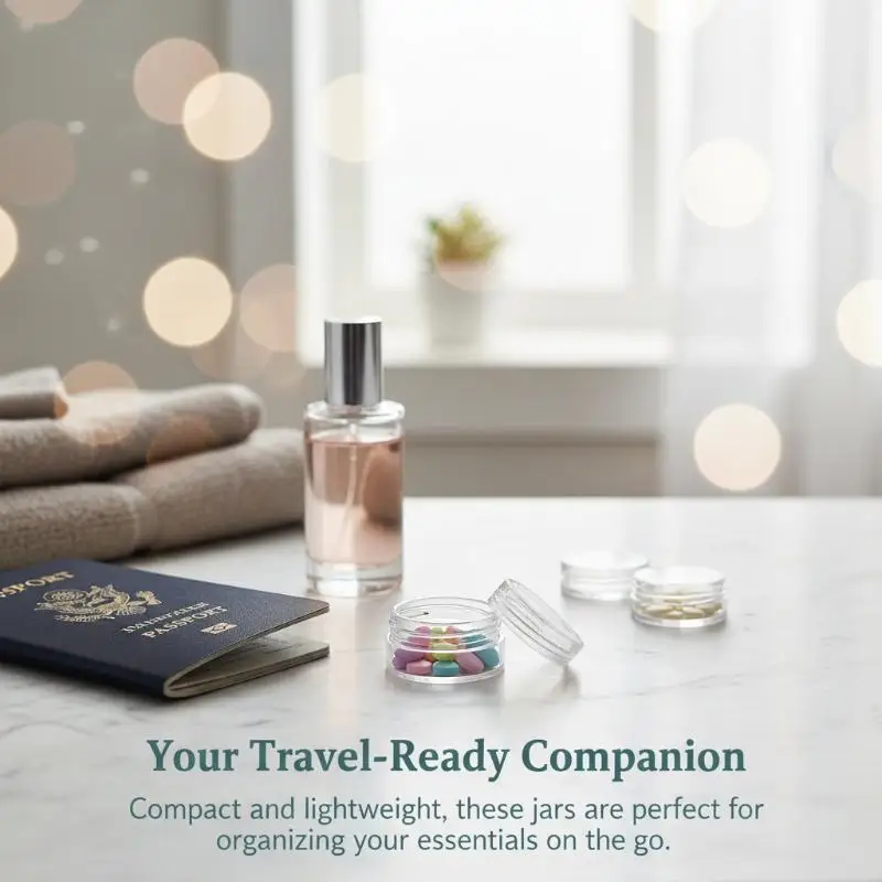 

50pc Clear Cream Jar Mini Cosmetic Bottles Containers Transparent Pot For Nail