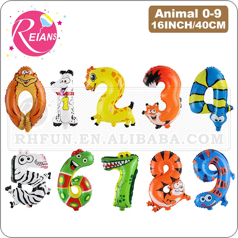 Balony foliowe z numerami zwierząt Balon z numerami dla dzieci Dekoracja ślubna urodzinowa Baby Shower Numer Balony z helem Klasyczna zabawka
