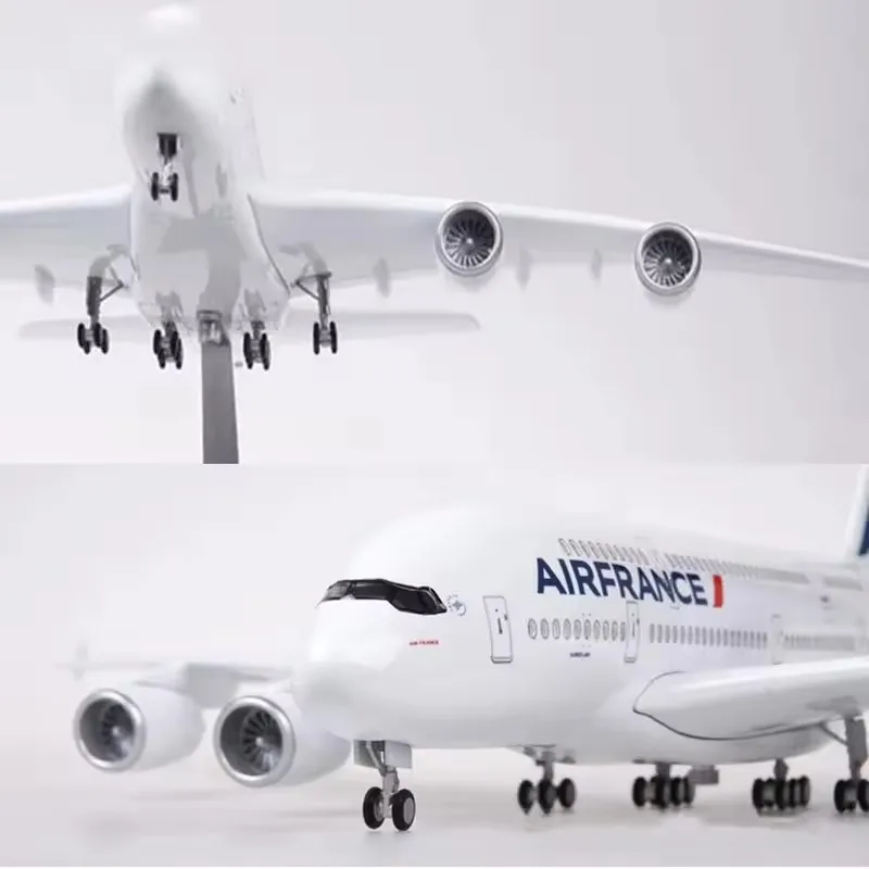 

1/160 Scale 50.5CM Airplane Airbus A380 Air France Airline Model W LED Light & Wheel Diecast Plastic Resin Plane For Collection