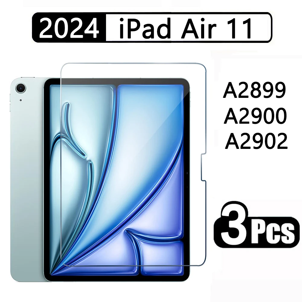 

(3 упаковки) для Apple iPad Air 11 2024 6-го поколения A2899 A2900 A2902, полное покрытие, закаленное стекло, фотопленка