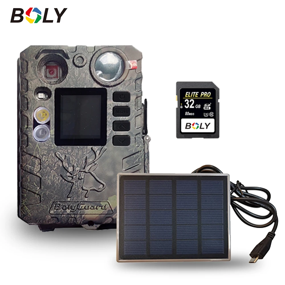

Boly BG410-D Solar Panel Night Vision 90ft 0.7s Full Set Of Hunting Trail Game Cameras with Solar & TF Card Include Photo Traps