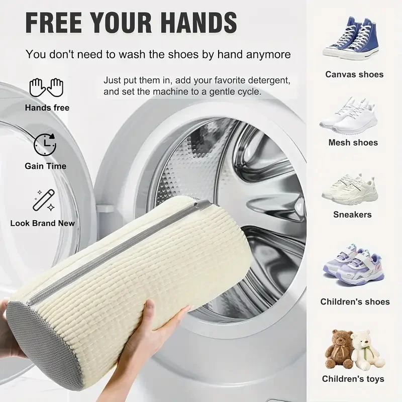 Reusable Shoe Wash Bag Set, Machine Washable with Dust-Proof Cover for Sneakers, Tennis & School Shoes, Travel Storage