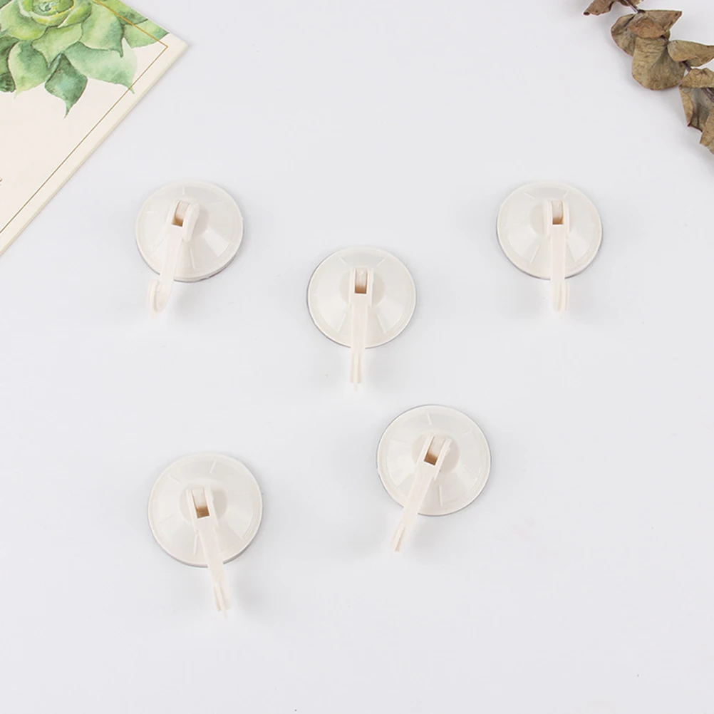 

5 Pcs Suction Cup Hooks Heavy Duty No Trace Plastic Shower Hideaway Coat Removable White Bathtub Outdoor