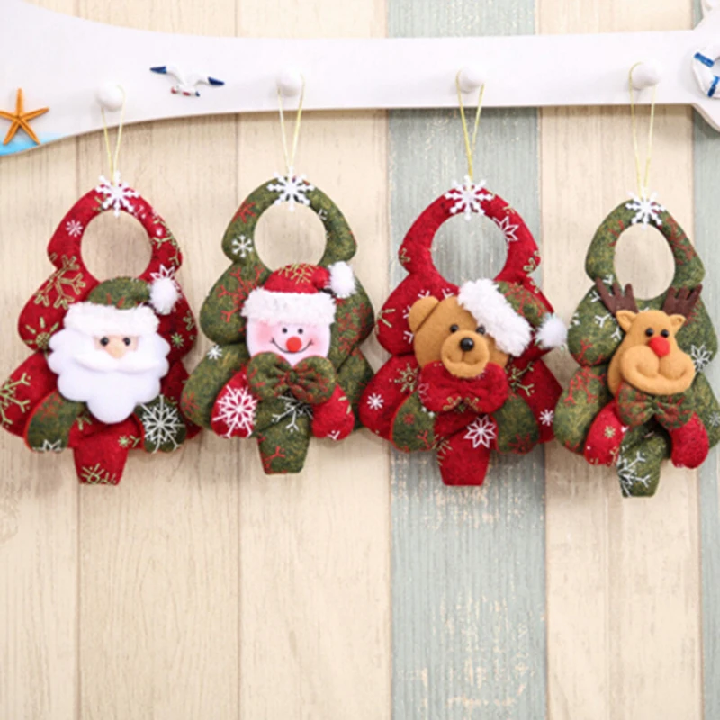 Christmas Door Hanging Banner Elk Bear Doll Merry Christmas Tree Decorations For Home Xmas Ornaments Pendant Navidad Noel