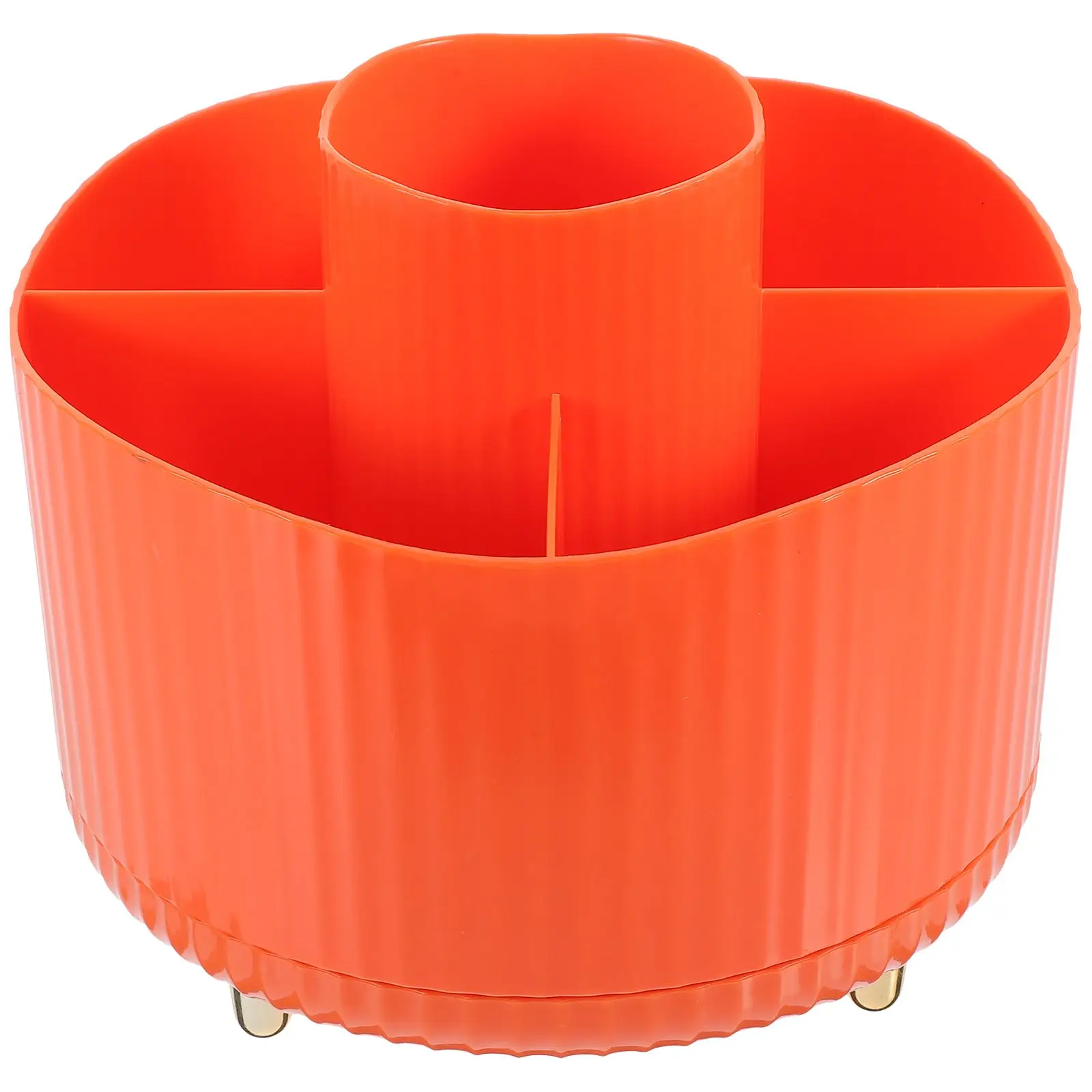 

Rotating Pen Holder Orange Makeup Brush Organizer Large Capacity 360 Degree Rotatable Desk Storage Box for Eyebrow Foundation