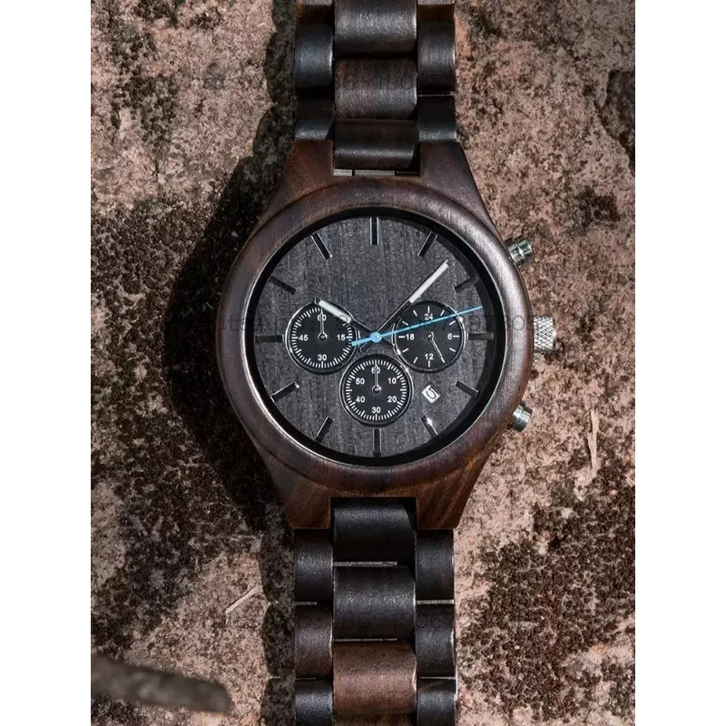 Men's all-wooden literary multi-function watch Ebony men's watch