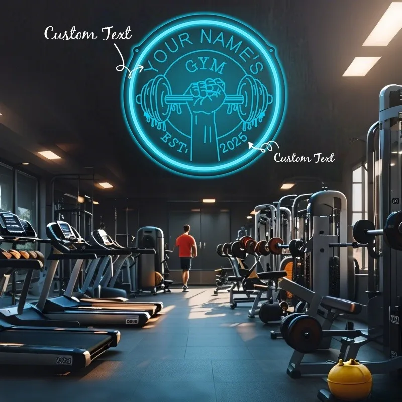 Benutzerdefinierte LED Gym Neon Zeichen Hantel Hantel USB Wand Dekor Home Gym Fitness Clubs Personalisierte Name Jahr Sport Gym Zubehör