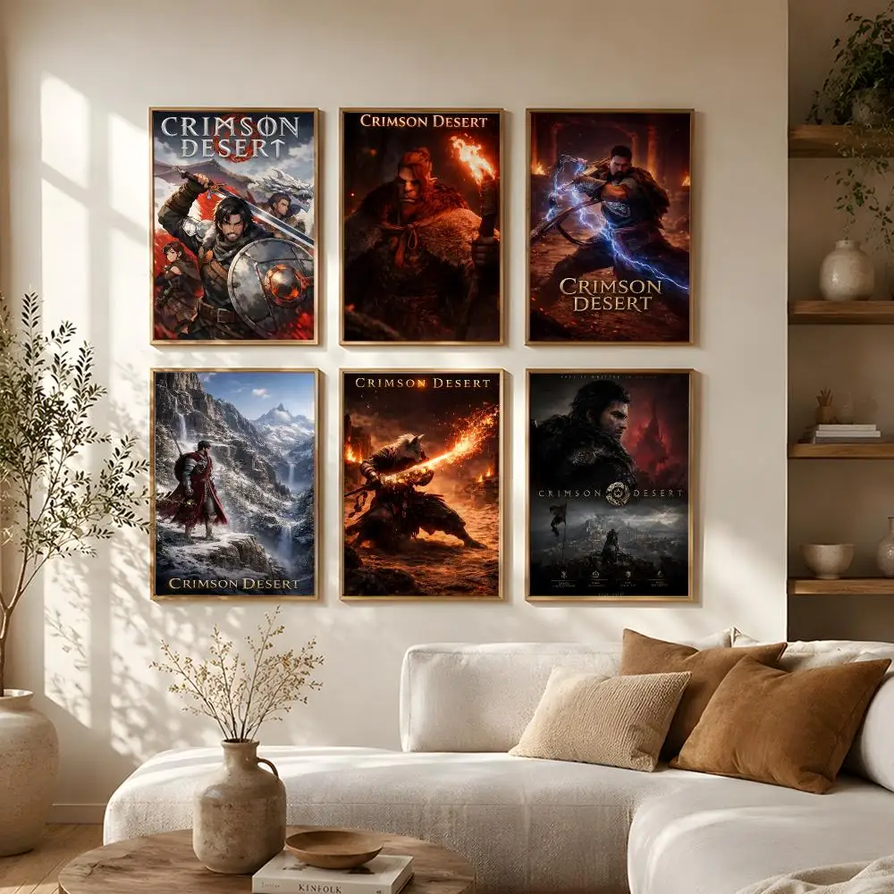 Game Crimson Desert Poster Self-Adhesive HD Mural Wall Decals, Living Room Bedroom Home Decor Gift