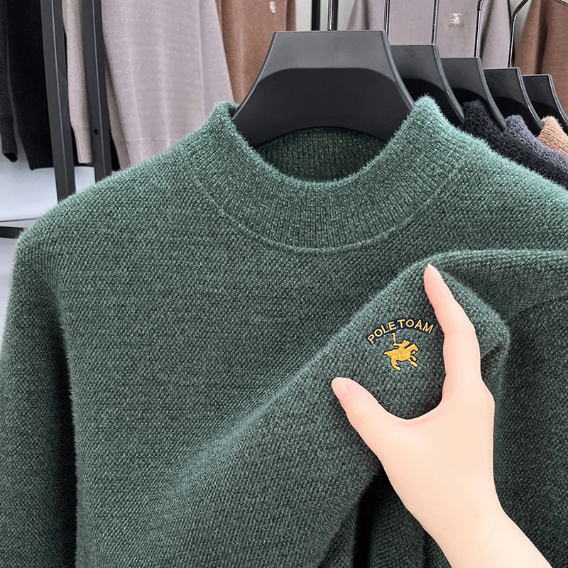 

High end brand pony letter embroidered sweater comfort knitting fashion luxury pullover casual round neck new Paul men's wear