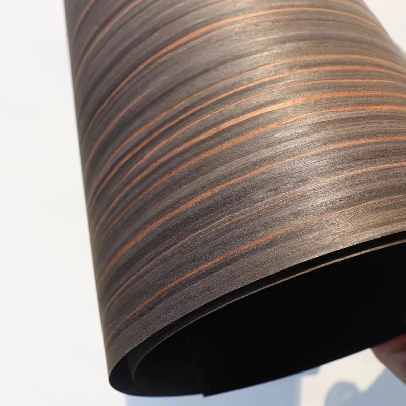 Thickness 0.25mm Black sandalwood and golden silk wood veneer furniture, dining table decoration, wooden door veneer image 5