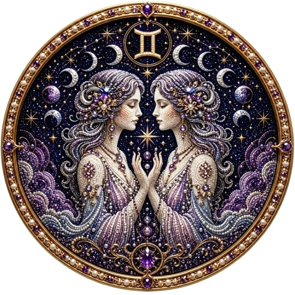 Round Beads 12 Constellation Diamond Painting Kit Entry-level Hademade Beaded Artwork Kit Wall Decor Vintage Style DIY Craft Set