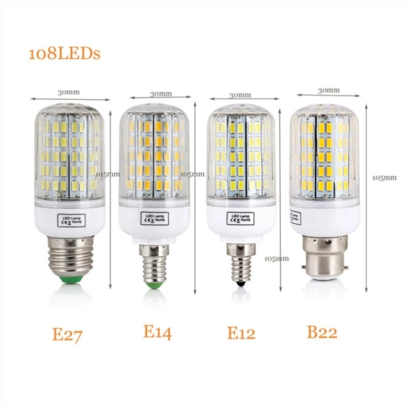 Imagem -02 - Lumen Elevado Conduziu a Luz do Milho E27 E14 3w 5w 7w 9w 12w 15w 220v 5736 Smd Lâmpada Conduzida Mais Brilhante Que 5730 5733 Iluminação Interior