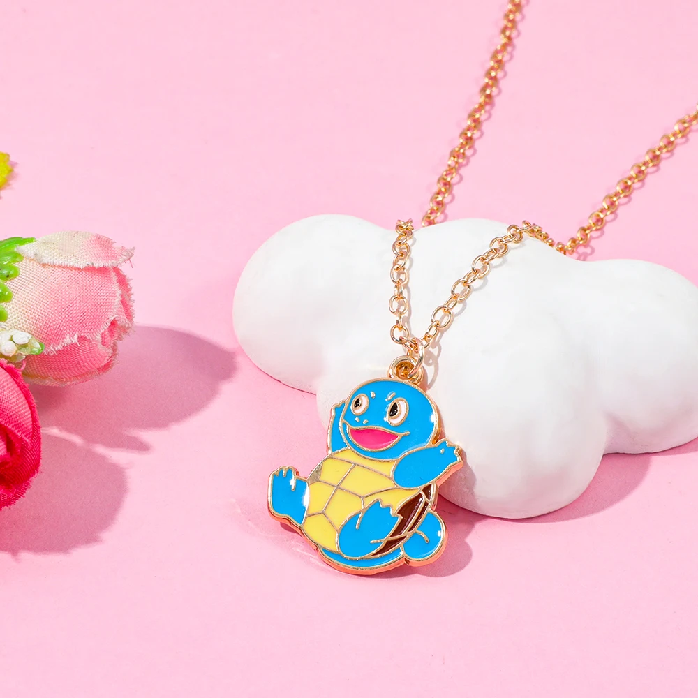 Аниме-Покемон-Сквиртл-ожерелье-мультфильм-фигурки-Сквиртл-кулон-ожерелья-кавайная-цепочка-подарки-на-день-рождения