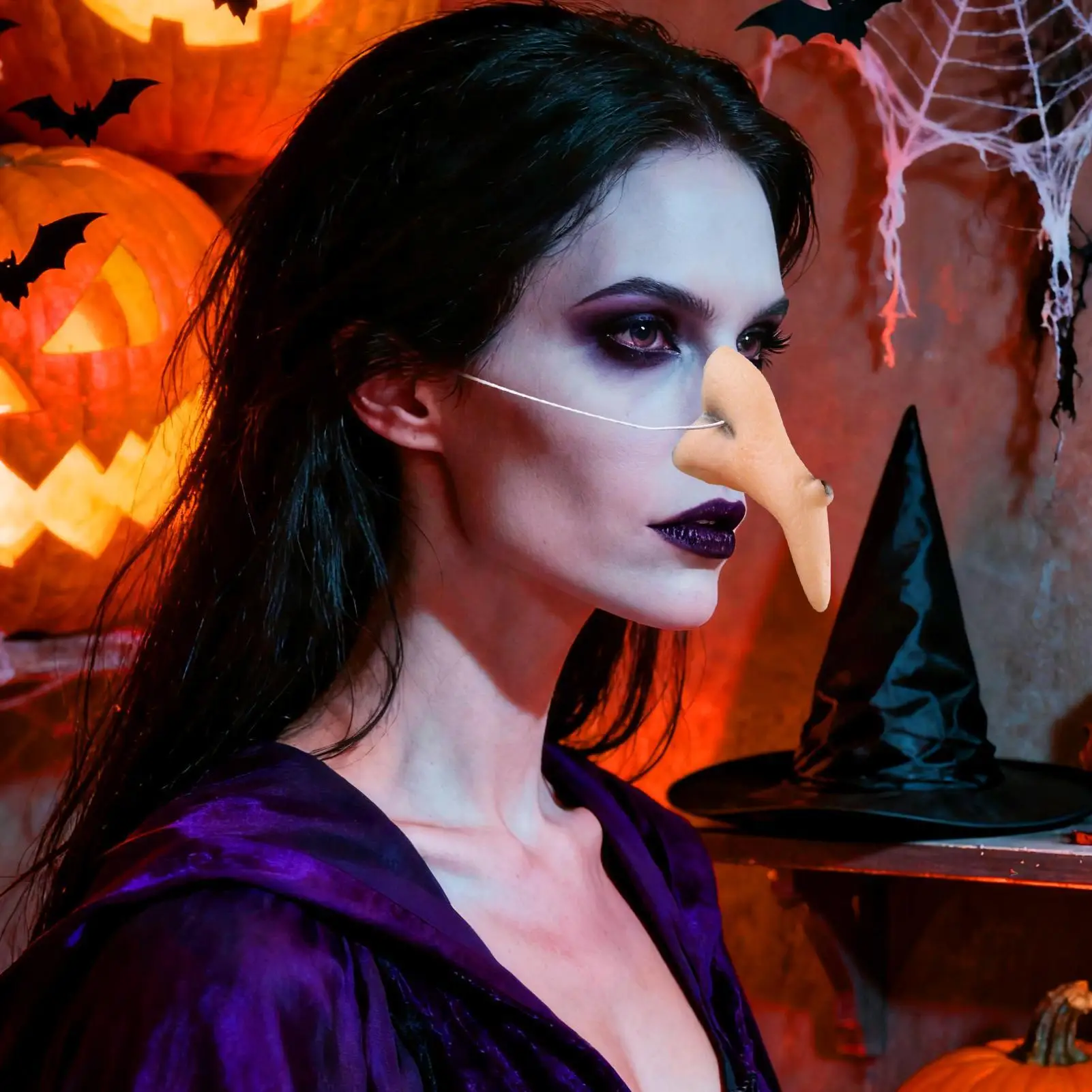 Halloween engraçado vestir-se bruxa aquiline nariz palco mostrar cosplay bruxa prop festival carnaval máscara de nariz longo traje adereços