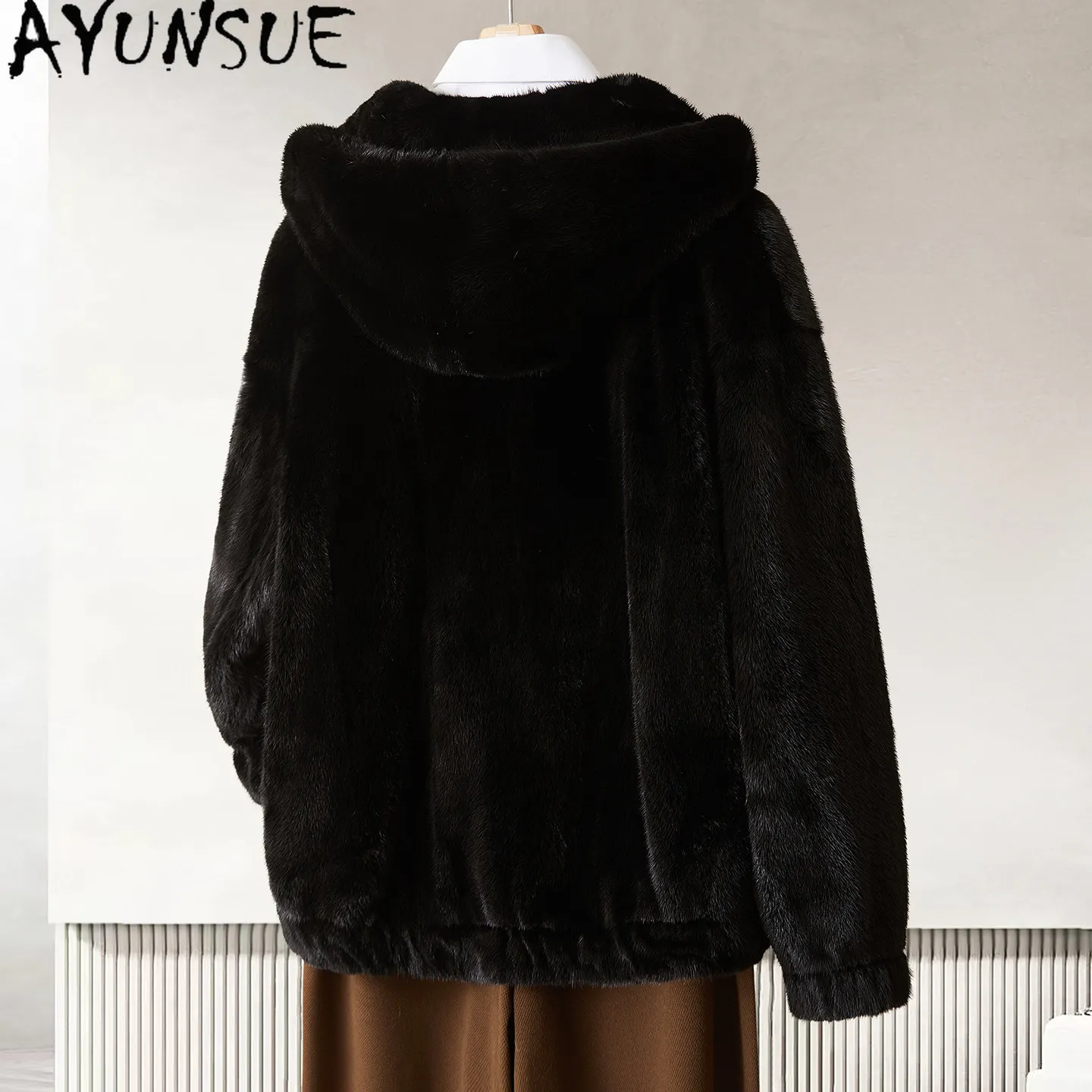 AYUSNUE Natural Mink Fur Coat Men 2026 Luxury Clothing Fashion Winter Jacket Whole Mink Real Fur Coats Male Hoodie Warm Дубленка