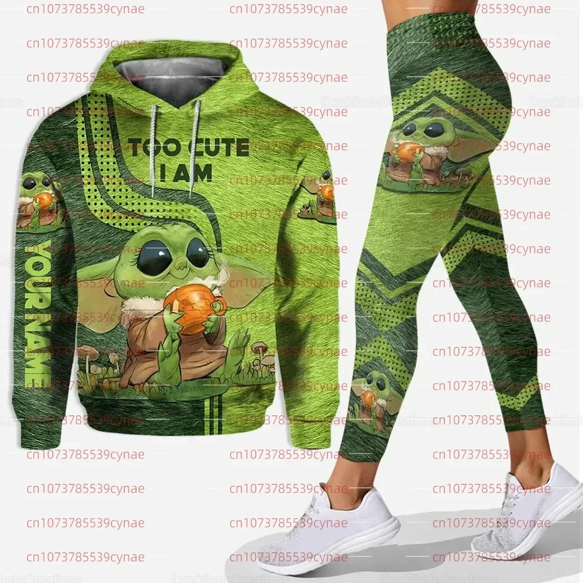 New Disney Yoda Baby 3D Hoodie Women\'s Hoodie SuitYoda Baby Yoga Pants Sweatpants Fashion Sports Suit
