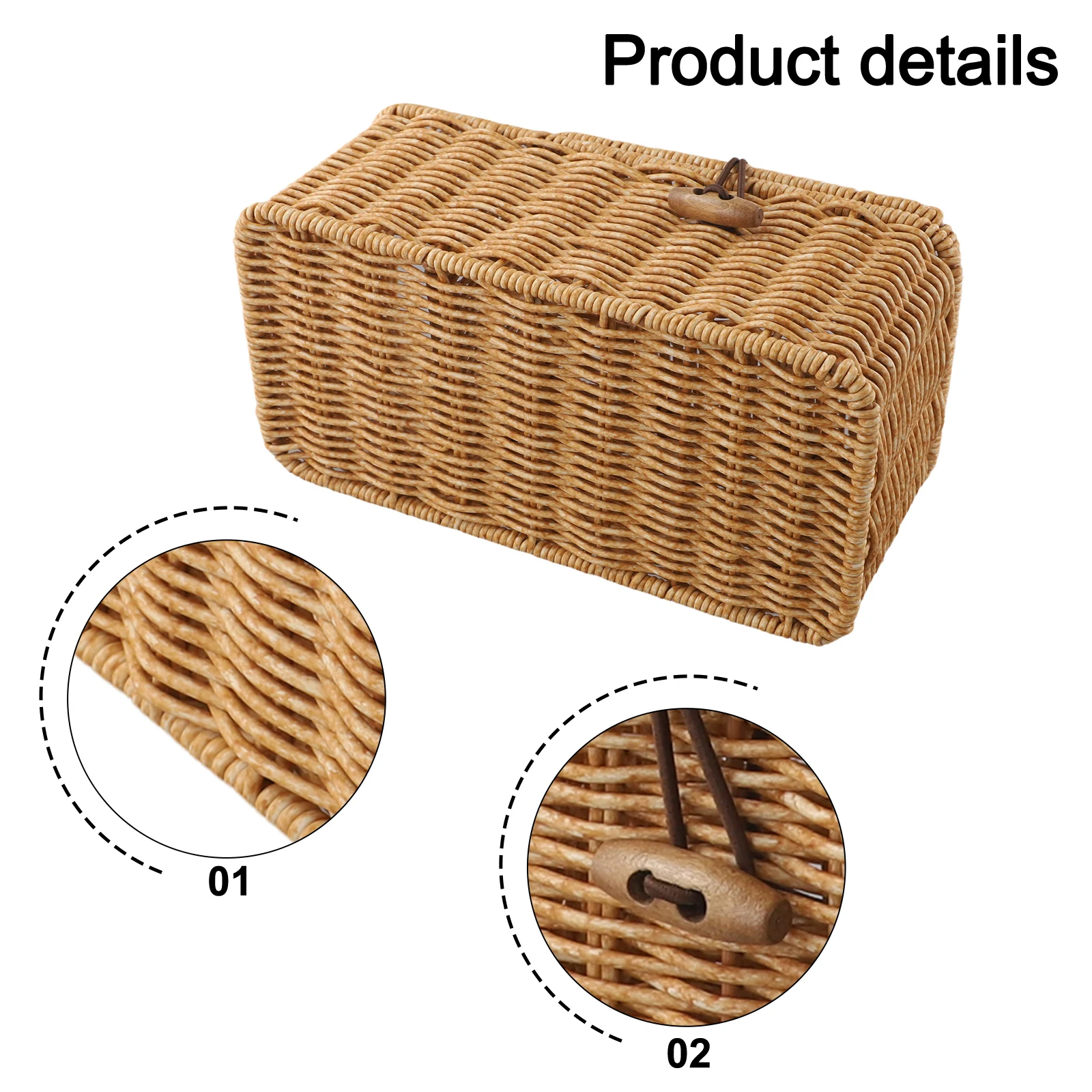 25*13*9cm Imitation Rattan Box Handmade Paper Box Exquisite Workmanship Living Room Decor Suitable For Paper Towels