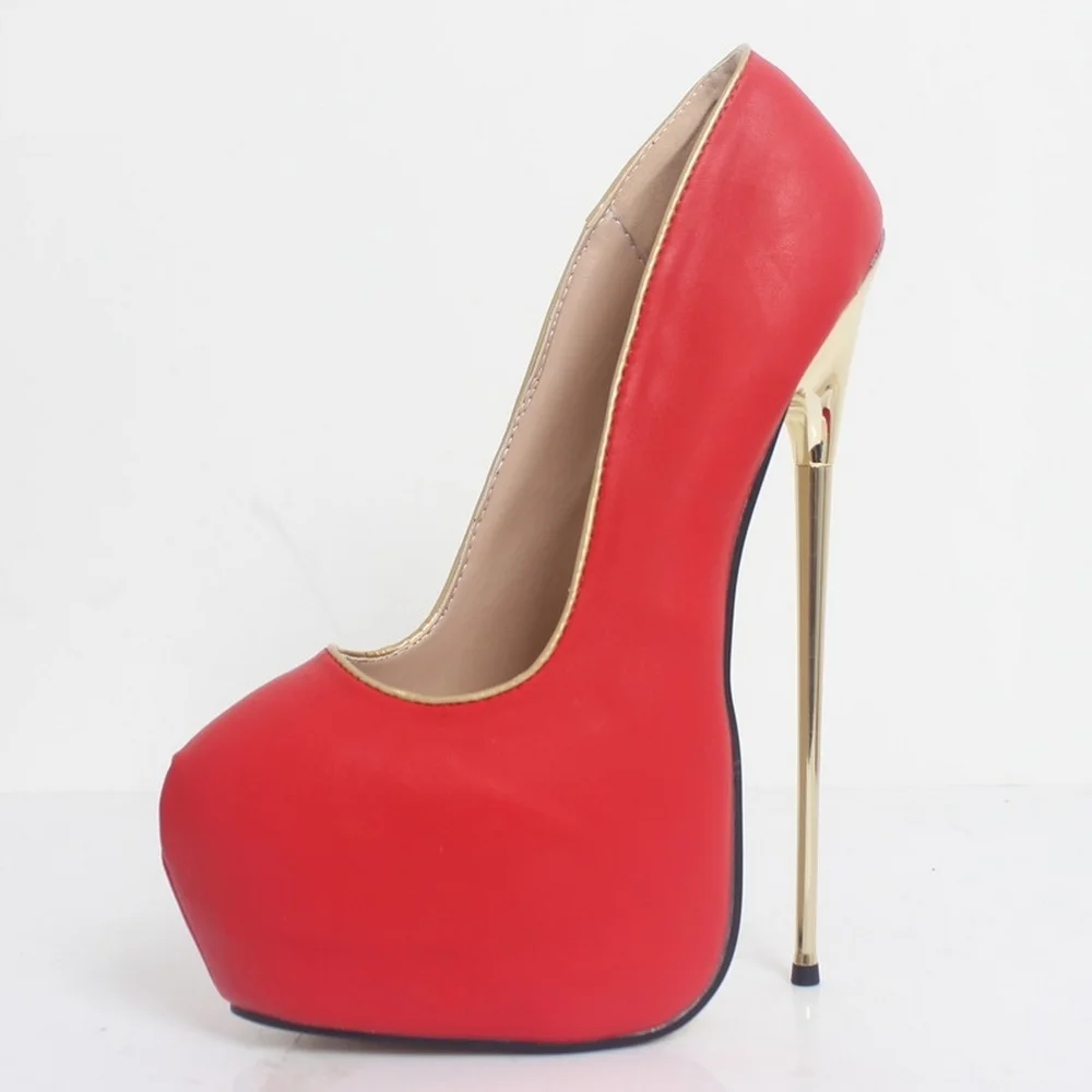 

CA 22cm Metal Extremely High Heels,Fetish Women Platform Pumps,Exotic Cross-dressing Pole Dancing Shoes,Red,Custom Colors