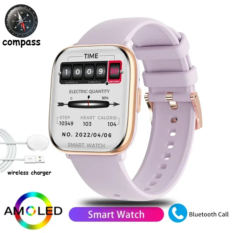 

2024 New Womens Smart Watch 175 Inch AMOLED 390450 HD Bluetooth Call Waterproof Compass NFC Stylish for Fashionable Ladies