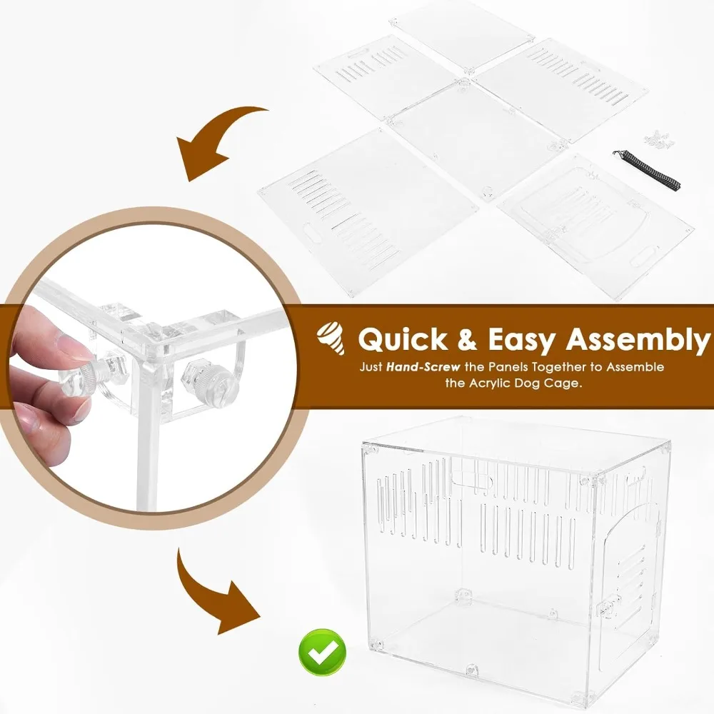 صناديق الكلاب المتوسطة والصغيرة، بيت داخلي من الأكريليك الشفاف، قفص كلب عالي التحمل، قفص كلب على شكل أثاث 27.5 بوصة للمنزل