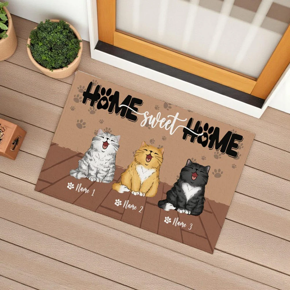 

Personalized Cat Doormat Custom Anti Slip Welcome Mat Non Slip Floor Rug Unique Housewarming Gift For Cat Lovers Pet Owners