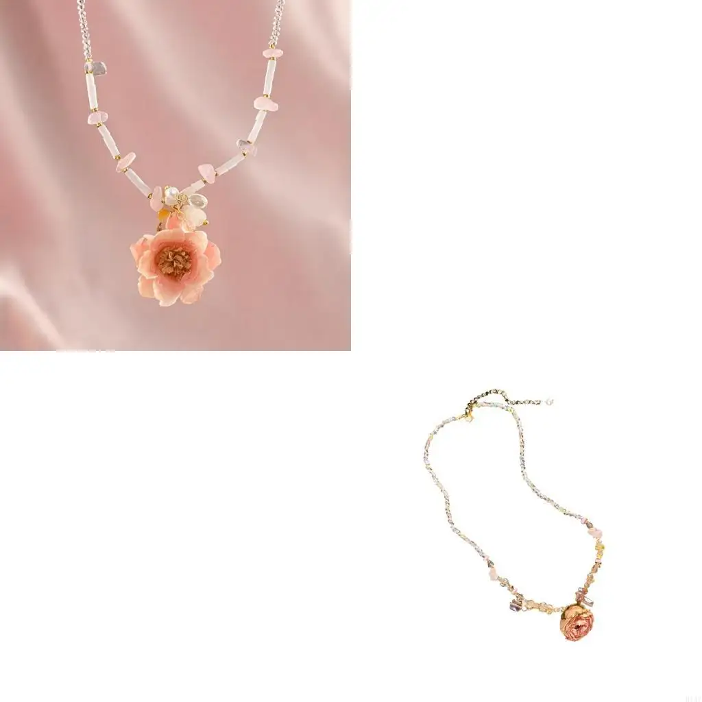 91AF Gift Ready Pink Floral Necklace with Daily Styling and Party Appeal