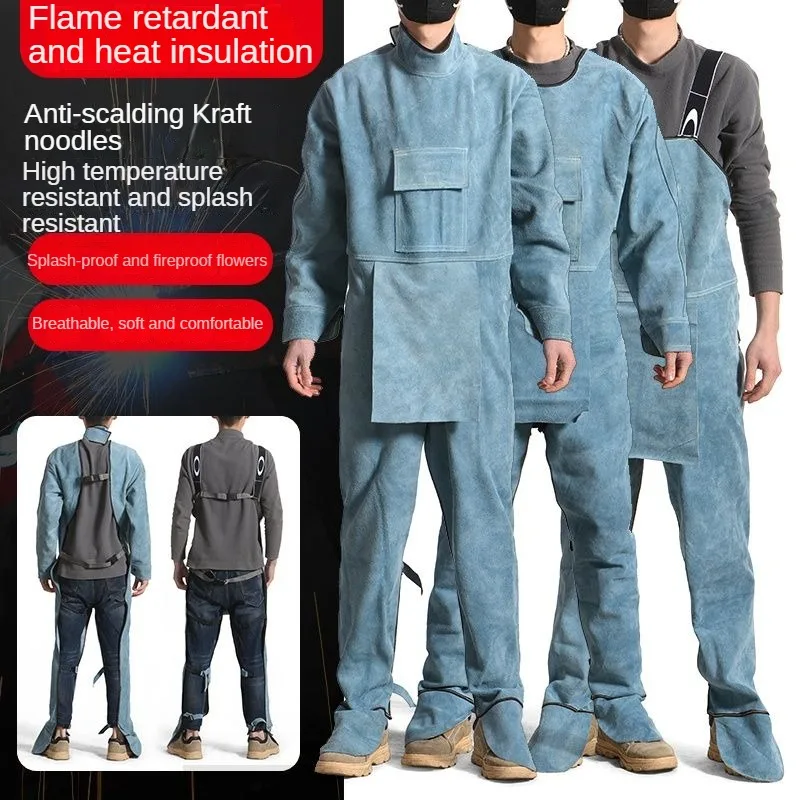 Cowskin Wear-resistant Heat-insulating Scalding-resistant Flame Retardant Welder Cowhide Apron Argon Arc Welding Work Clothes