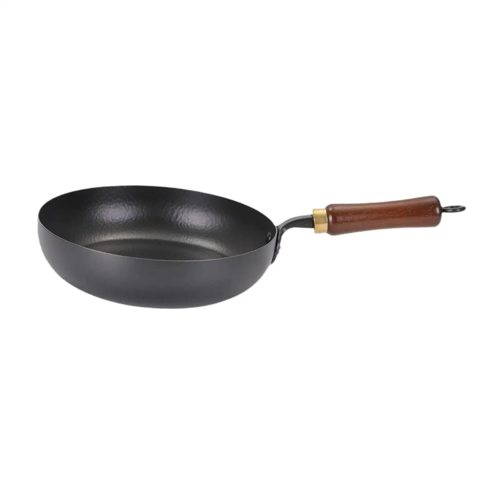 Iron Wok Pan Non Sticky Rustproof Frying Pot Cookware Cooking Tool Suitable for All Stoves Non Coated Wooden Handle