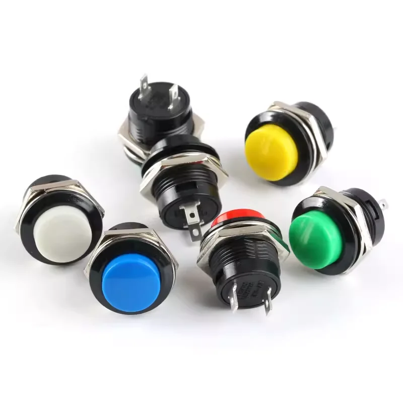 R13-507 16MM Round Self-Resetting Momentary Pushbutton Switch Red Black White Yellow Green Blue Toggle Switch