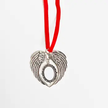 20 ks/lot sublimačních prázdných vánočních ozdob s andělskými křídly a červeným lanem na vánoční dekoraci stromečku 10 nejlepší prodej velkoobchodní sublimační polotovary - №2
