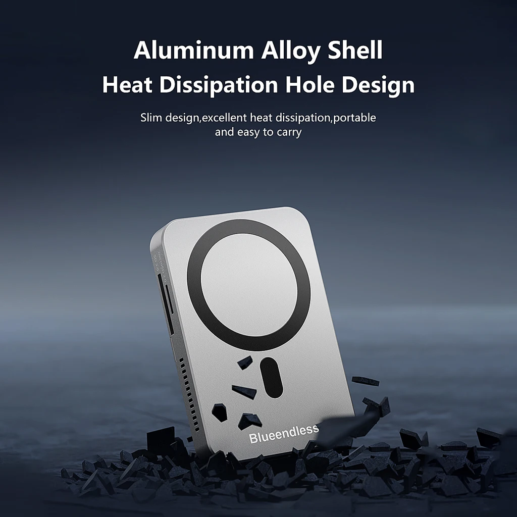 

Magnetic SSD Enclosure Docking Station USB-C USB3.2 Splitter HDMI-Compatible 2in1 NVME Card Reader 4k 60Hz Video Storage