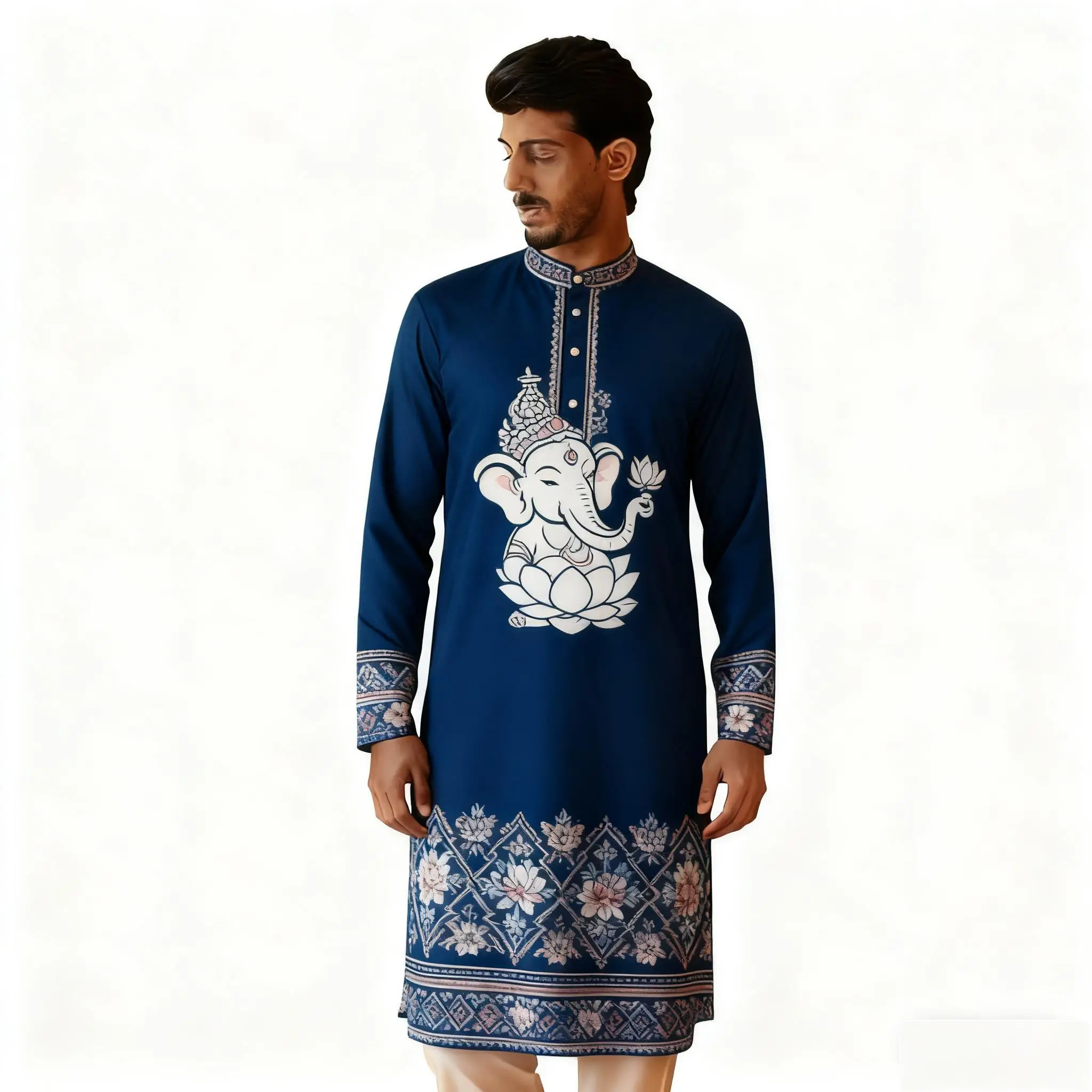 الصيف الرجال الرقمية المطبوعة كورتا فاردهة منتظم صالح اليوسفي طوق جميع المناسبات مثل هدية مسلمة رداء أوم Musulman #2